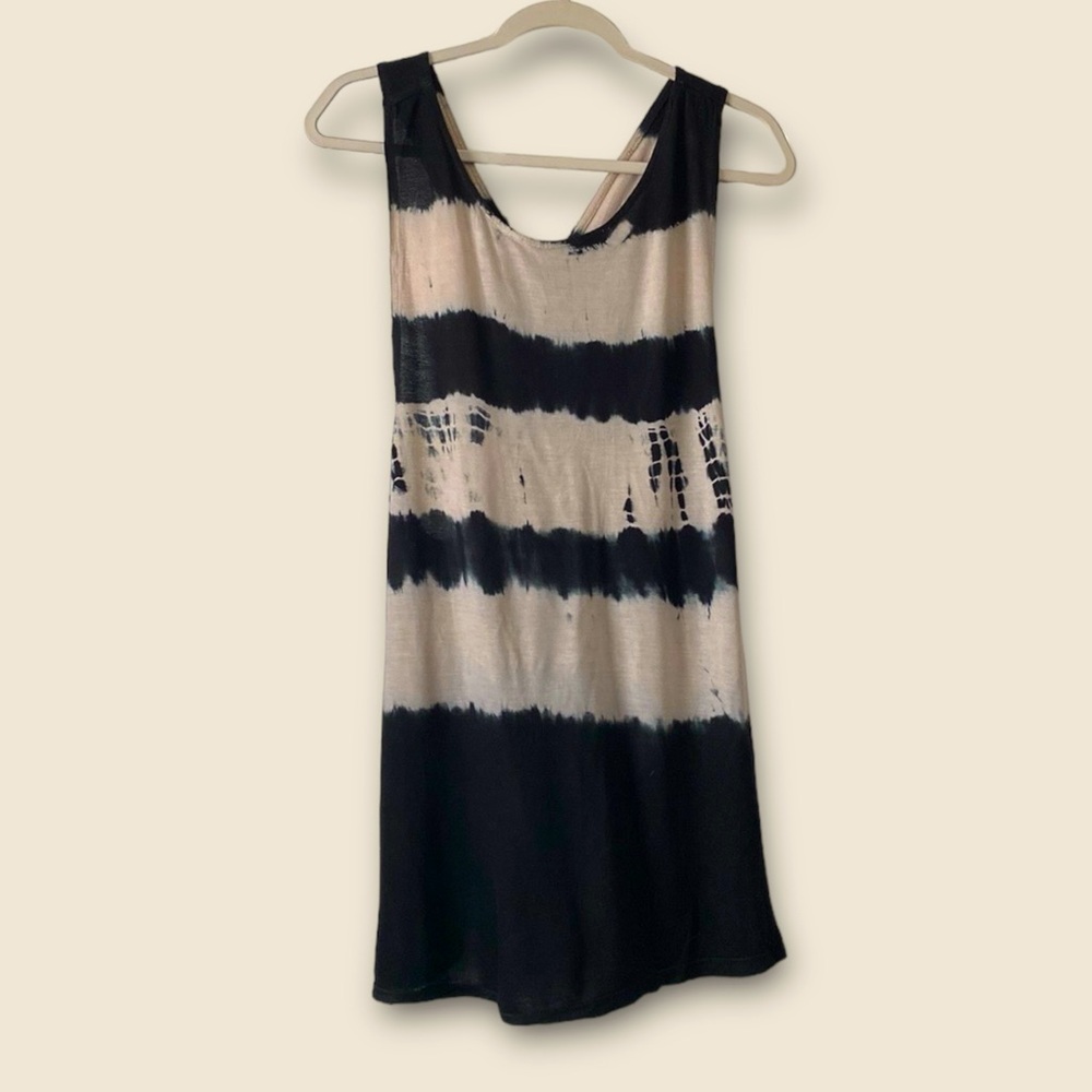 ECOTÉ Beige/Black Tie Dyed Beach Cover Up, Size L.